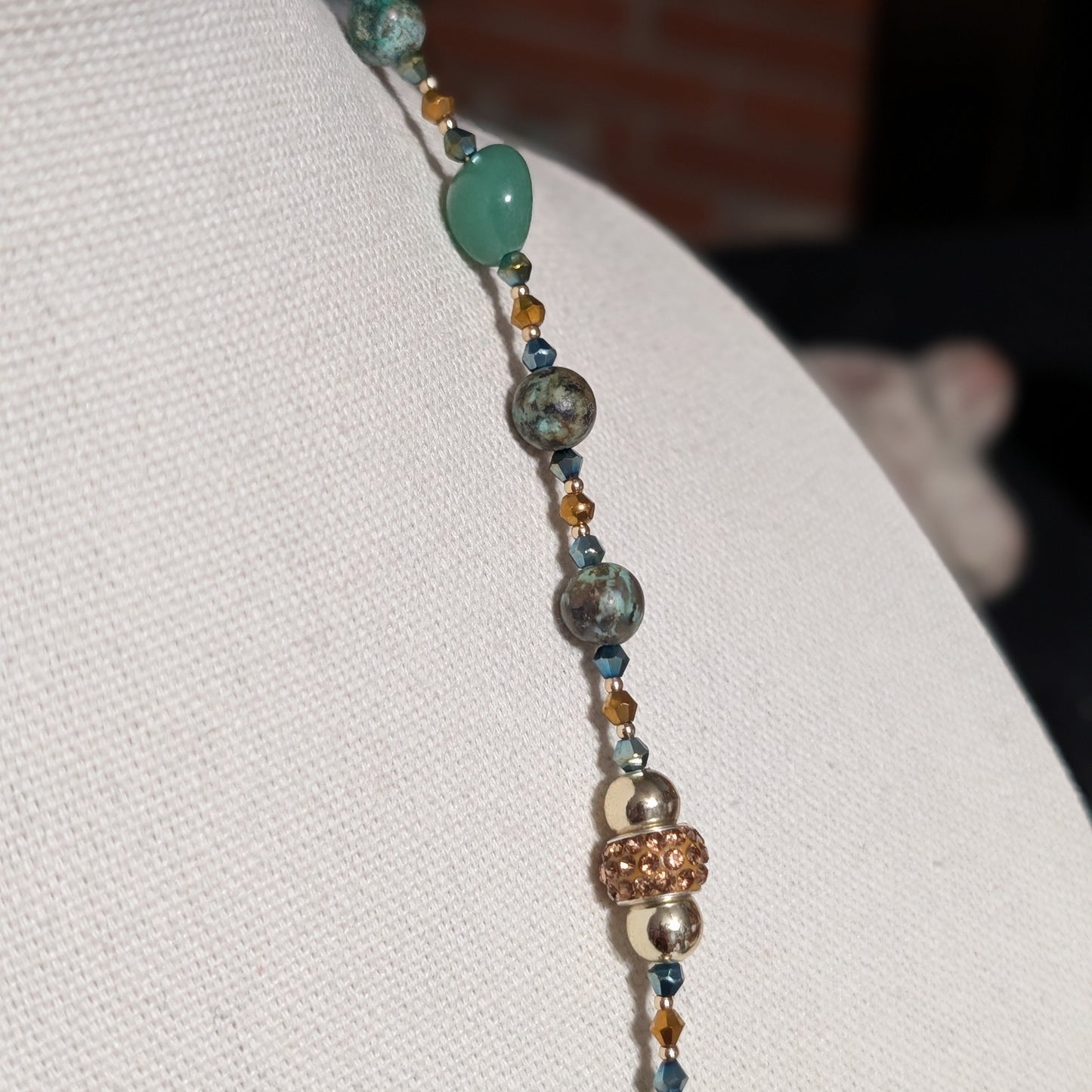 ✨Glimmerhoard✨| Green Aventurine & African Turquoise Fae Dragon Treasure Necklace