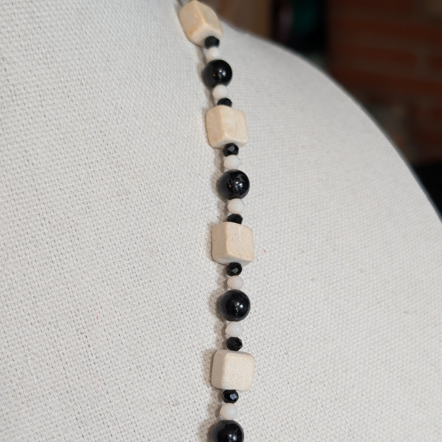 ✨Lady Lacebone✨| Black Tourmaline & White River Stone Skeleton Cameo Necklace