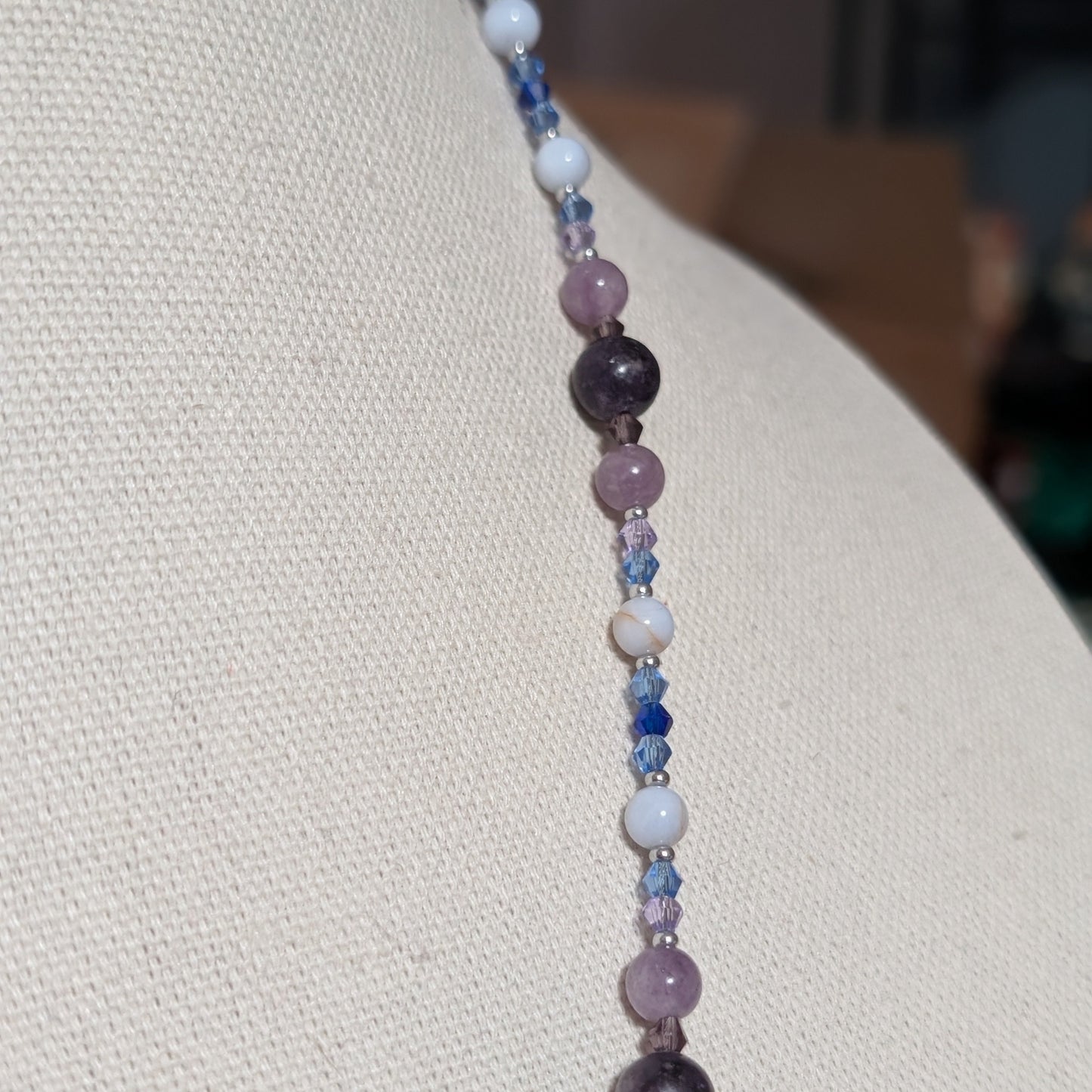 ✨Lunarae✨| Blue Lace Agate, Lepidolite, & Charoite Fairy Moon Necklace
