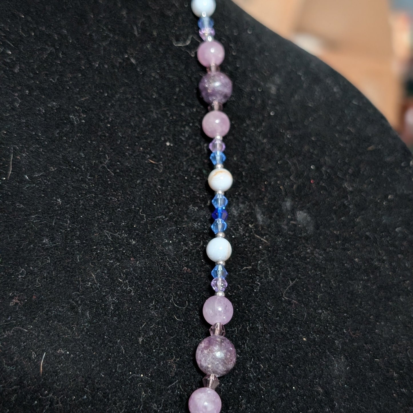 ✨Lunarae✨| Blue Lace Agate, Lepidolite, & Charoite Fairy Moon Necklace