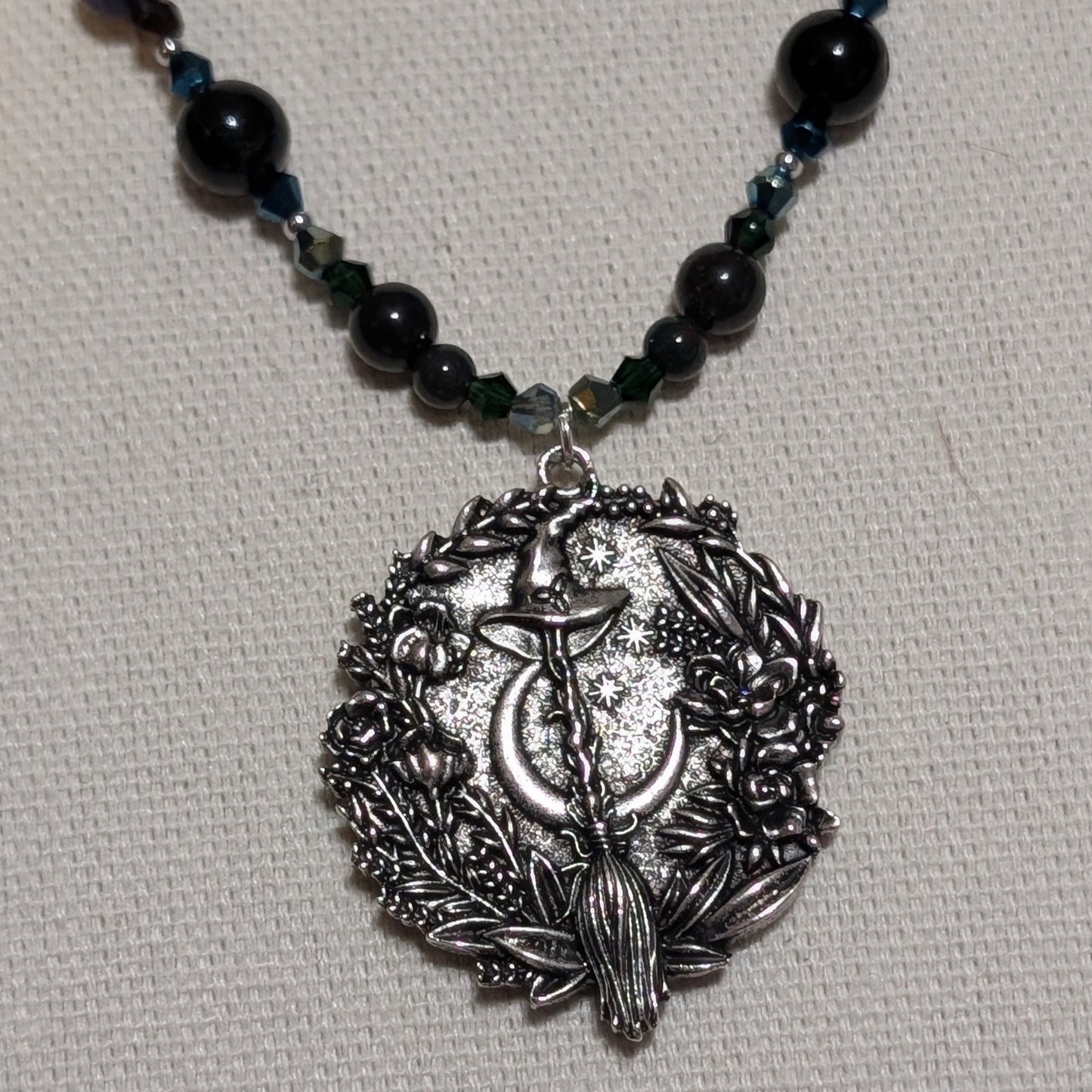 ✨Midnight Reliquary✨| Charoite, Agate, Bloodstone & Tourmaline Medallion Necklace