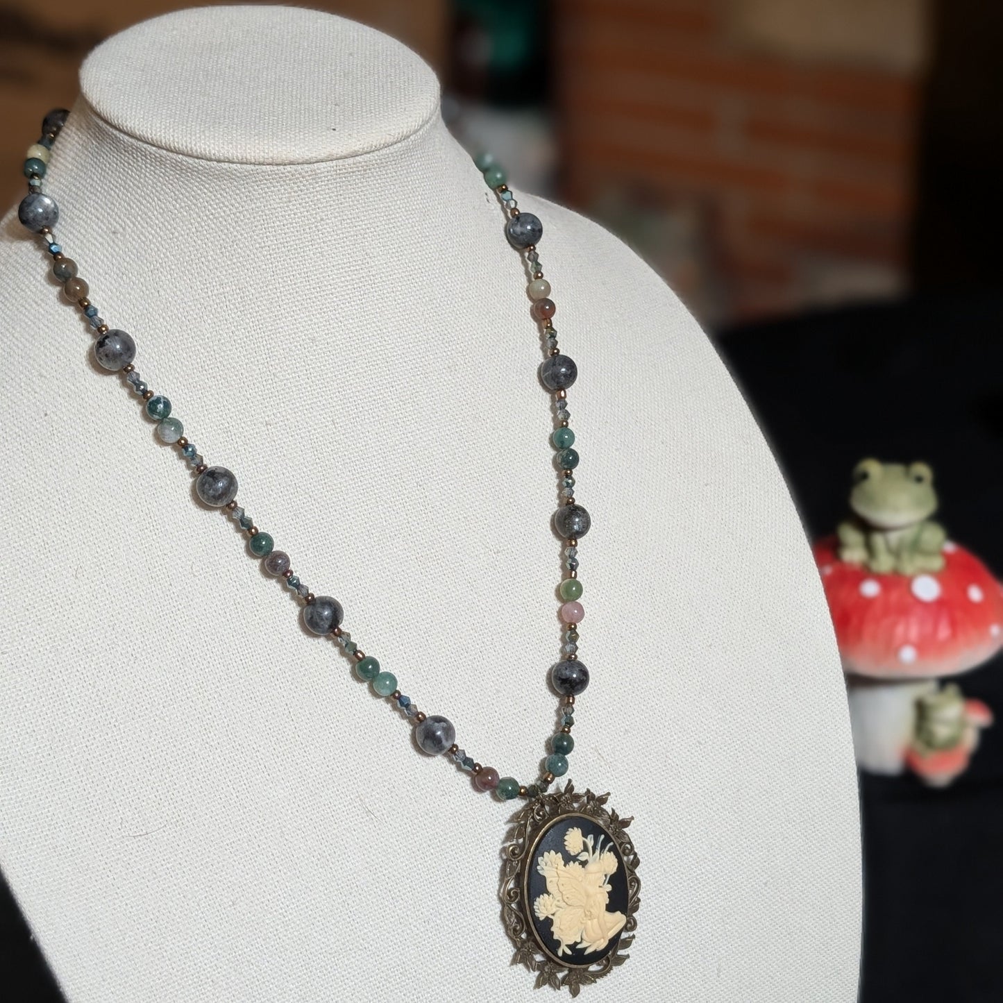 ✨Faerylace Reverie✨| Larkavite, Agate & Bronze Fairy Cameo