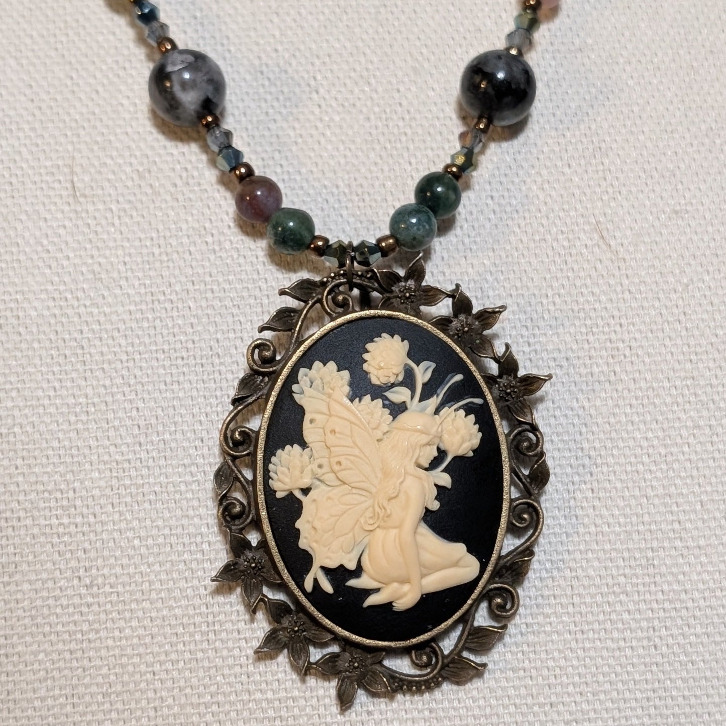 ✨Faerylace Reverie✨| Larkavite, Agate & Bronze Fairy Cameo