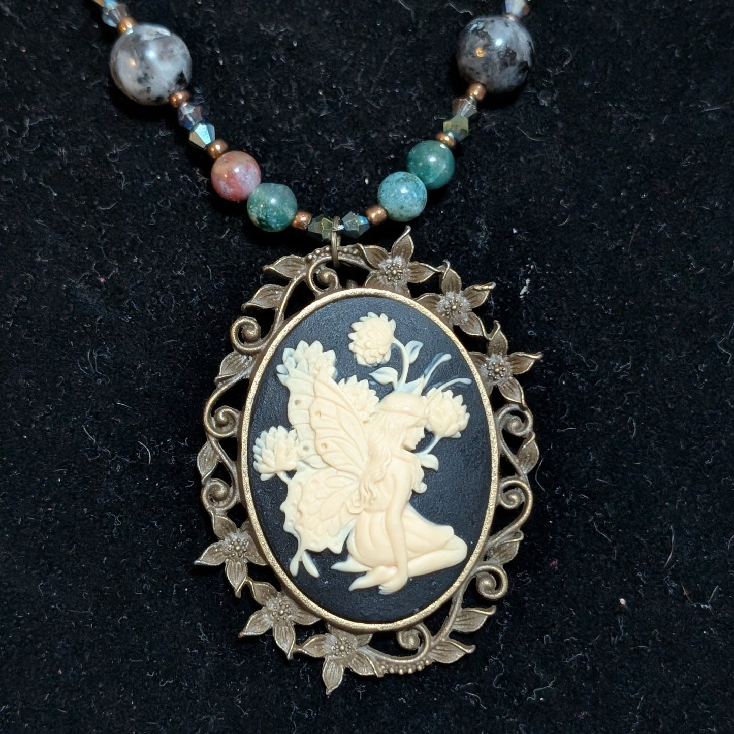 ✨Faerylace Reverie✨| Larkavite, Agate & Bronze Fairy Cameo