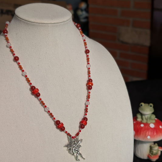 ✨Cinderdancer✨| Carnelian & Snow Quartz Fairy Necklace