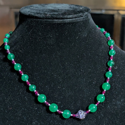✨Sugardrop Court✨| Green Jade Necklace with Purple Accents