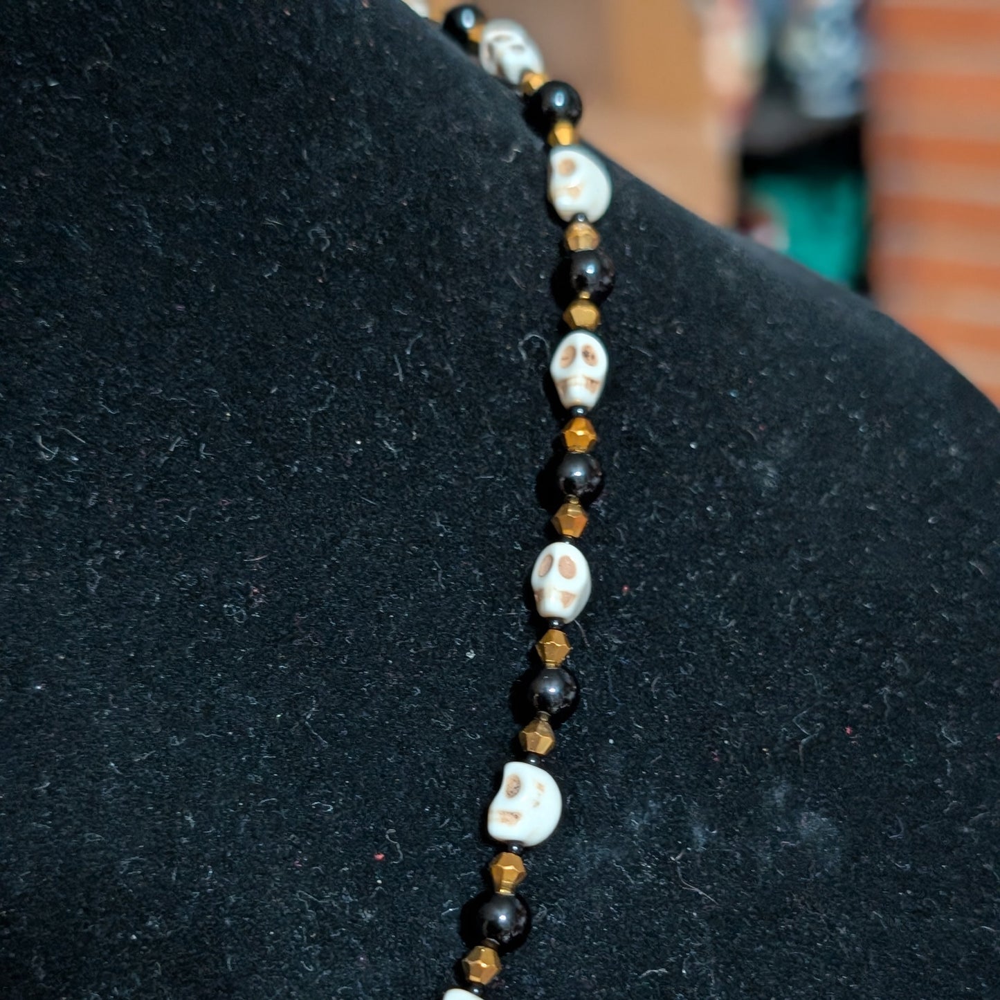 ✨Plundergeist✨| Onyx, Skull & Gold-Toned Filigree Pirate Necklace