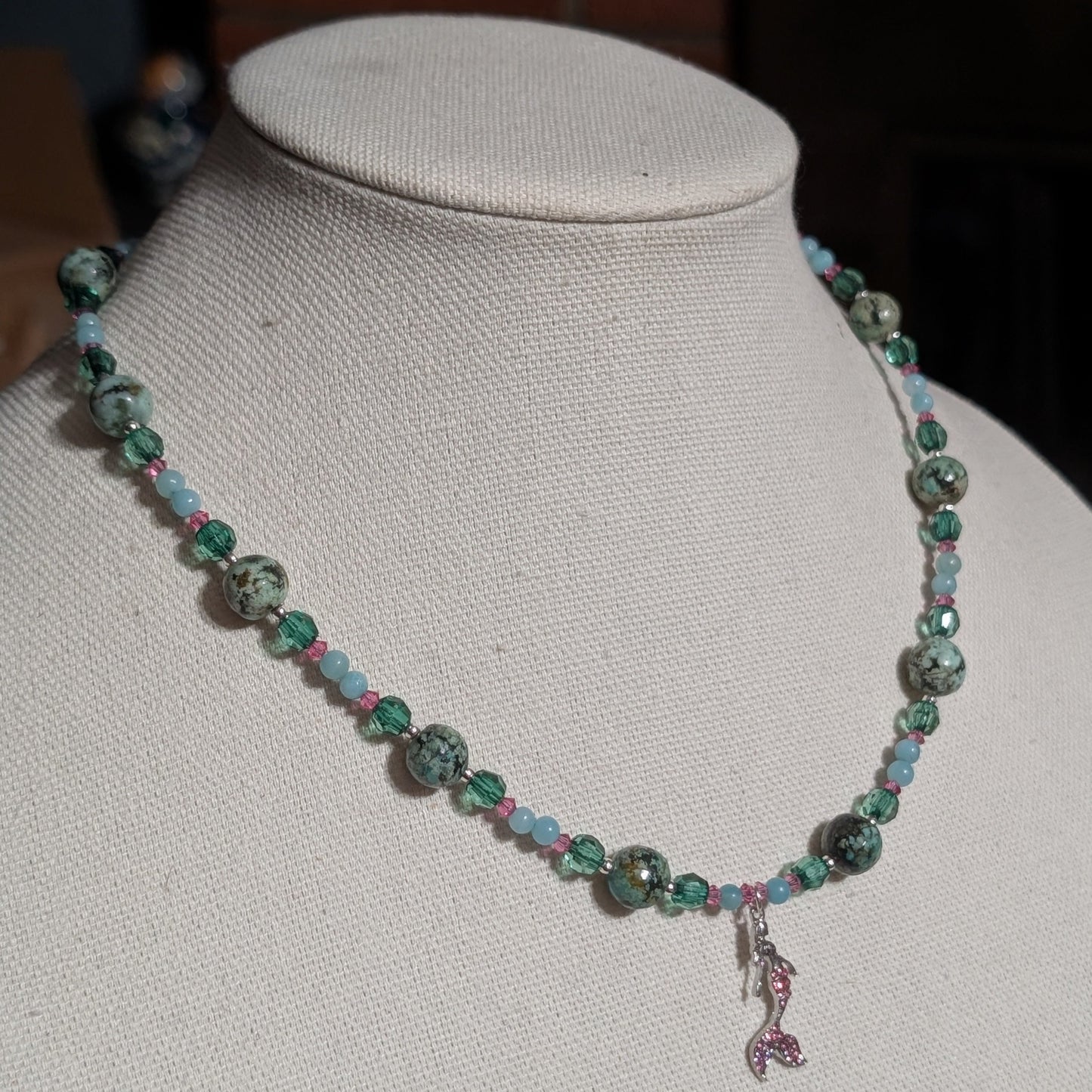 ✨Seaflitter✨| African Turquoise, Amazonite & Crystal Mermaid Necklace