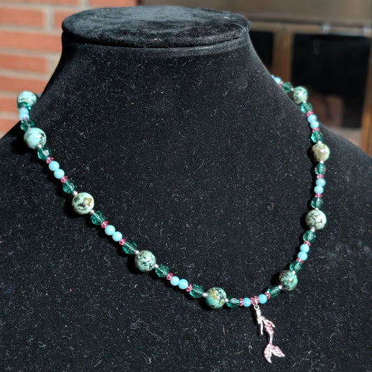✨Seaflitter✨| African Turquoise, Amazonite & Crystal Mermaid Necklace