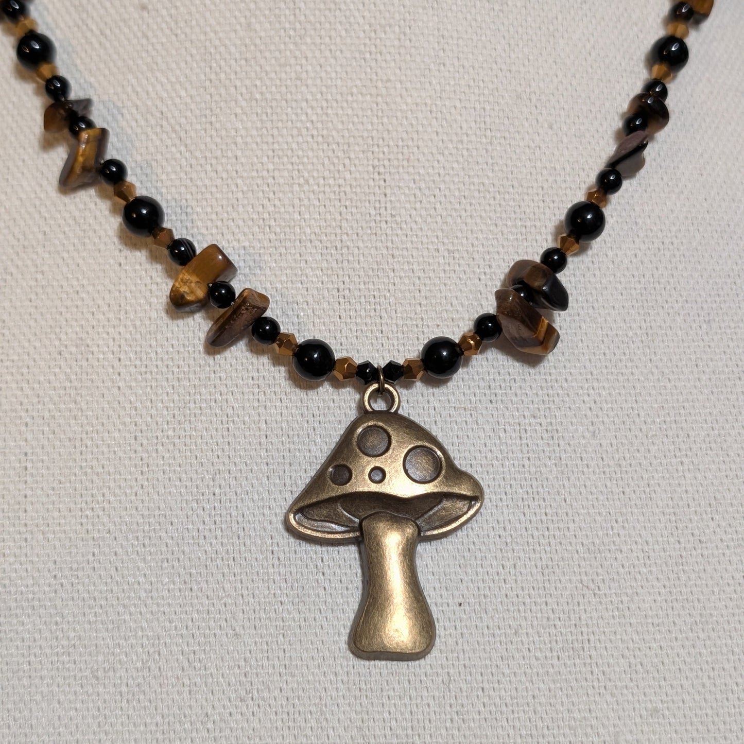 ✨Sparklespore✨| Onyx & Tiger’s Eye Mushroom Necklace