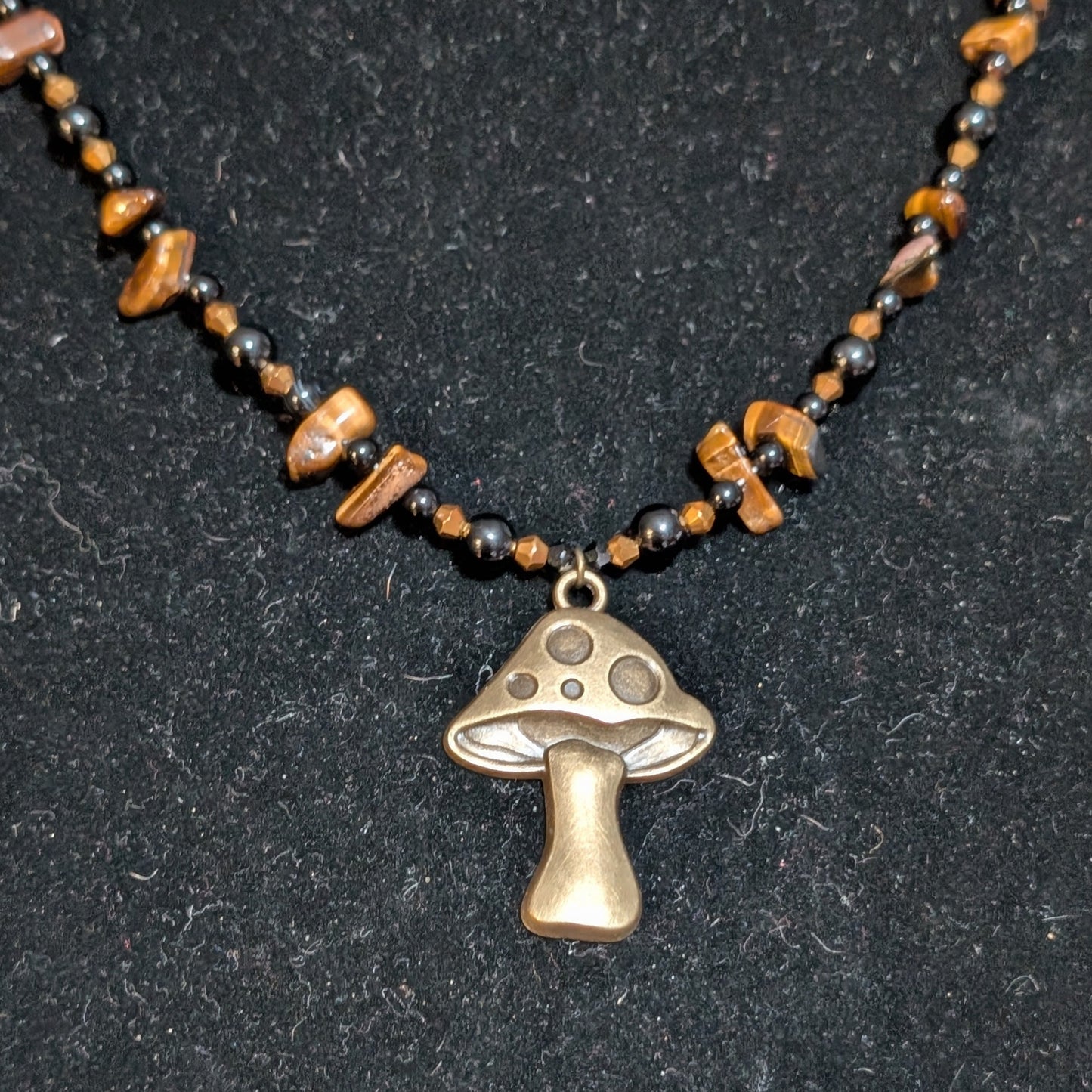 ✨Sparklespore✨| Onyx & Tiger’s Eye Mushroom Necklace