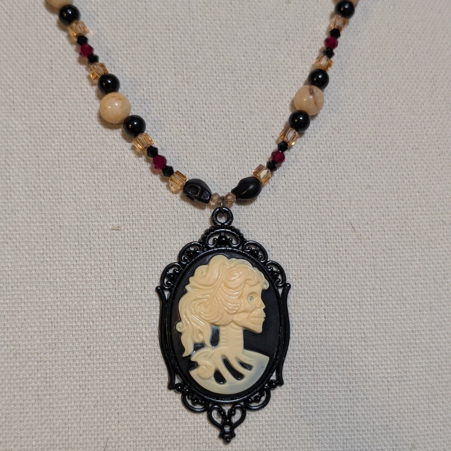 ✨Lady Marrowvale✨| Bone Jasper, Onyx & Crimson Gothic Cameo Necklace
