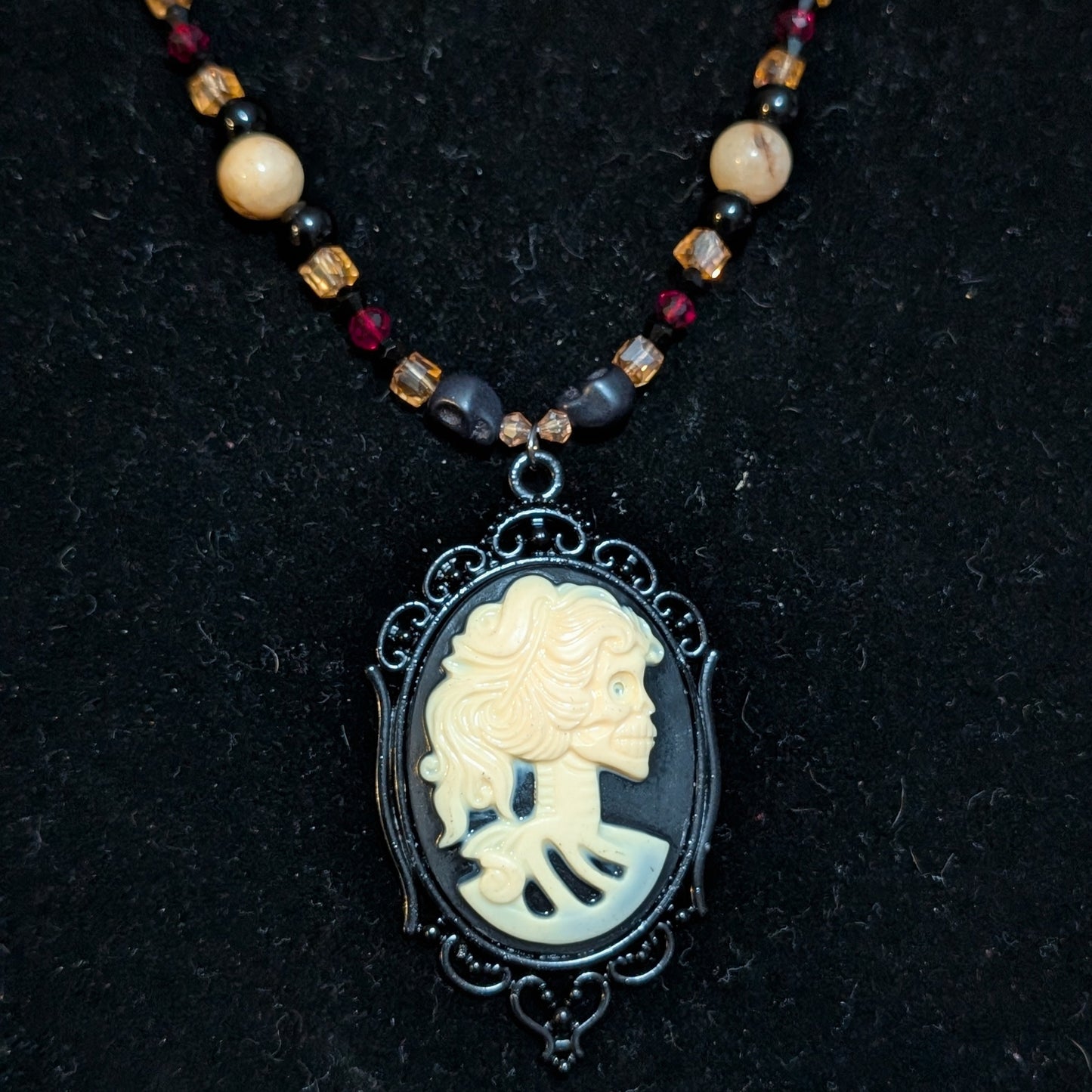 ✨Lady Marrowvale✨| Bone Jasper, Onyx & Crimson Gothic Cameo Necklace