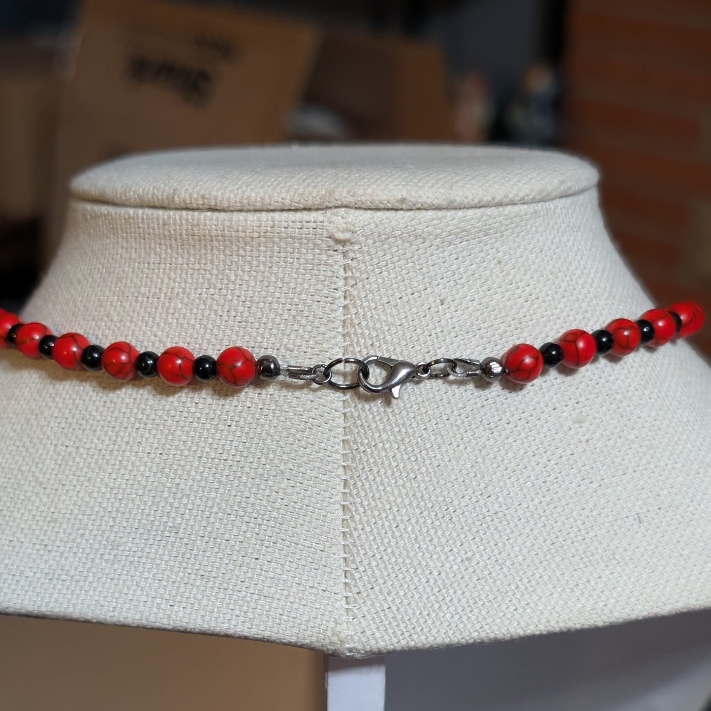 ✨Petalvenom✨| Red Turquoise & Onyx Necklace with Gothic Rose Cameo