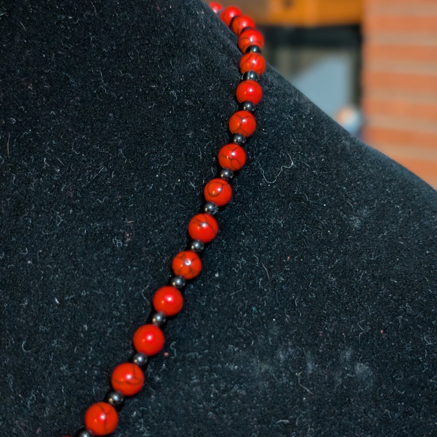✨Petalvenom✨| Red Turquoise & Onyx Necklace with Gothic Rose Cameo