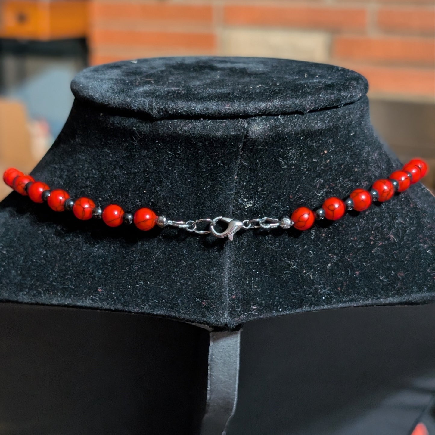 ✨Petalvenom✨| Red Turquoise & Onyx Necklace with Gothic Rose Cameo