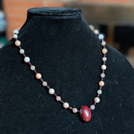 ✨Dawnbound Lace✨| Peach Aventurine & Garnet Necklace