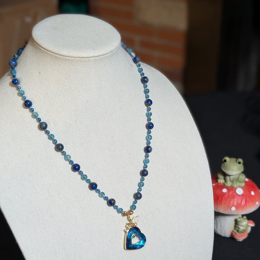 ✨Blueveil Heart✨| Lapis Lazuli & Blue Topaz with Fairy Heart Pendant