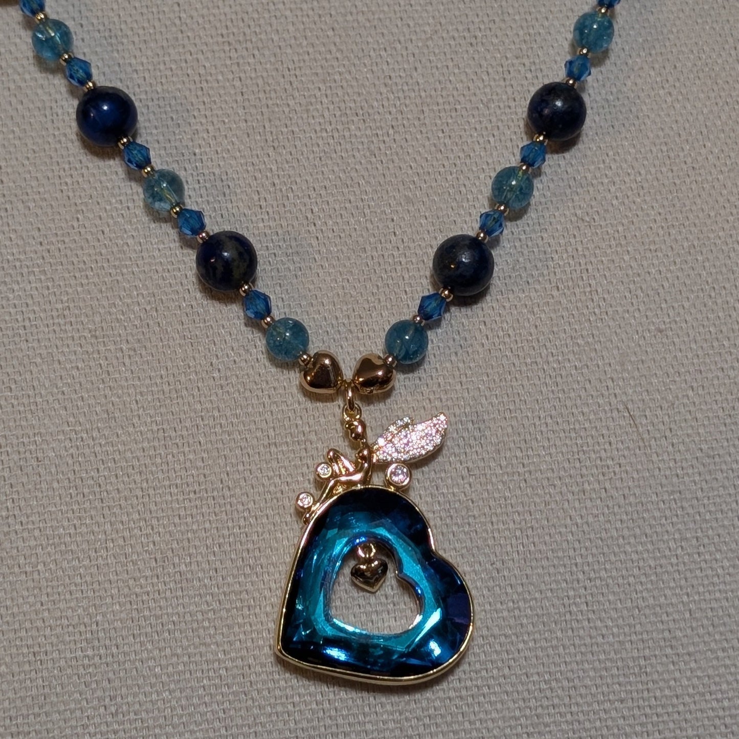 ✨Blueveil Heart✨| Lapis Lazuli & Blue Topaz with Fairy Heart Pendant