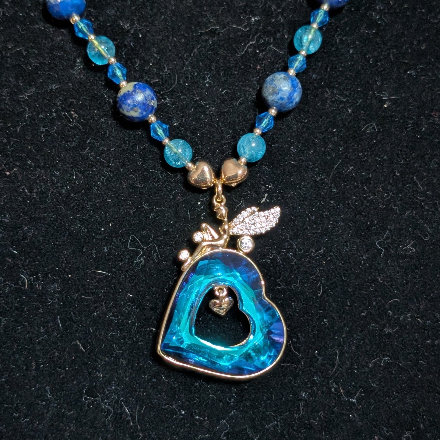 ✨Blueveil Heart✨| Lapis Lazuli & Blue Topaz with Fairy Heart Pendant