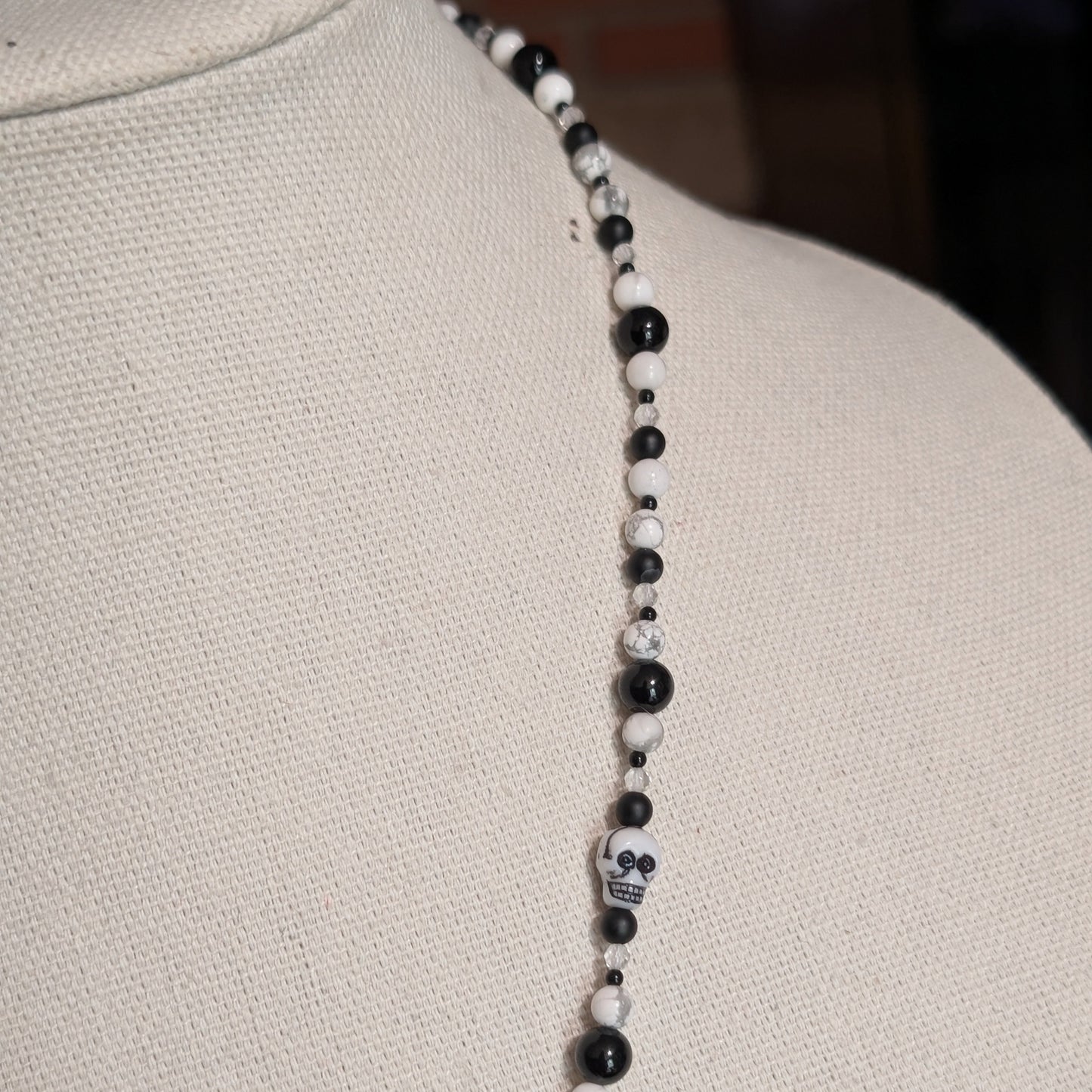 ✨Madame Ossuaire✨| Gothic Cameo Necklace with Onyx, Howlite & Quartz