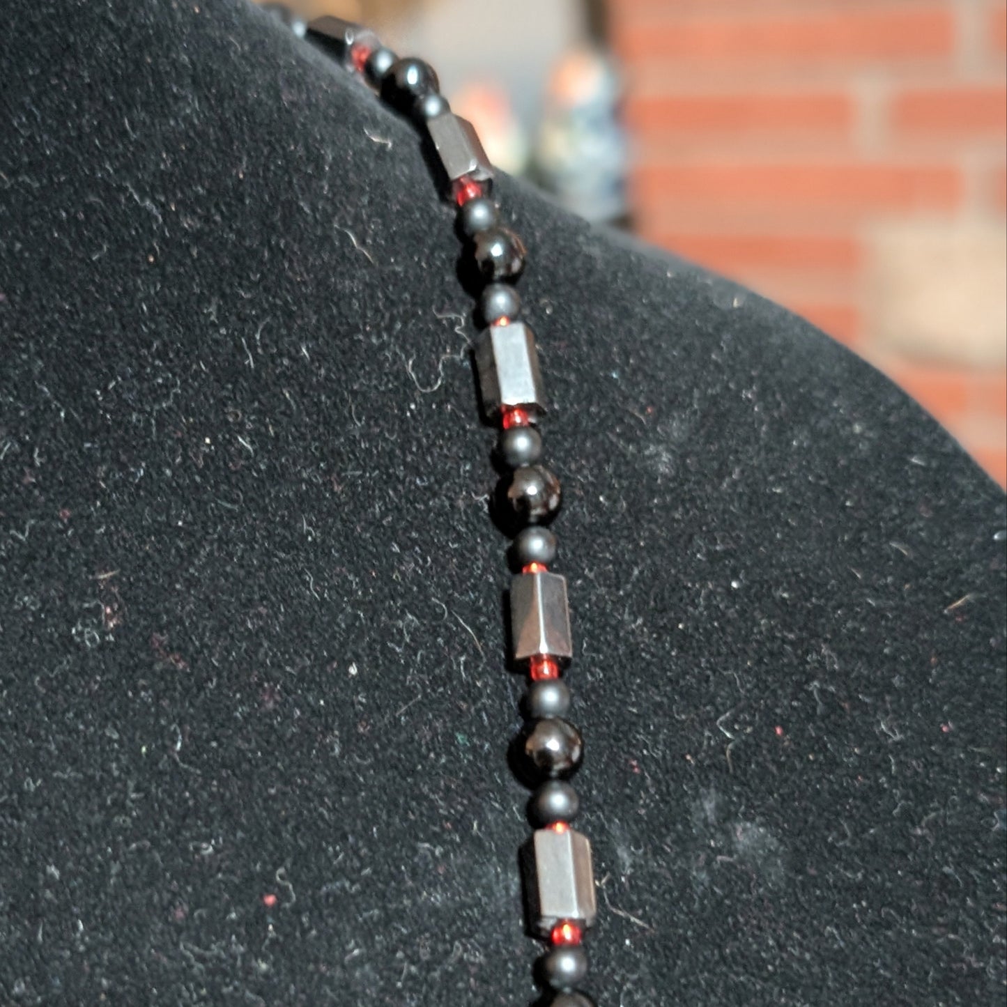 ✨Sangrim✨| Hematite & Onyx Skeleton Pendant Necklace