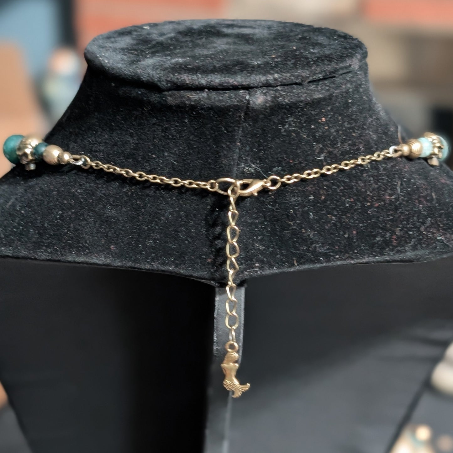 ✨Sirenne✨| Moss Agate & Bronze Mermaid Necklace with Skull Accents