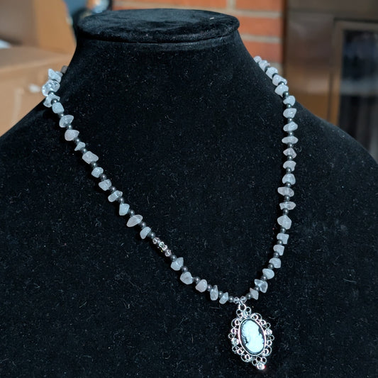 ✨Lady Punkoire✨| Rose Quartz & Hematite Cameo Necklace