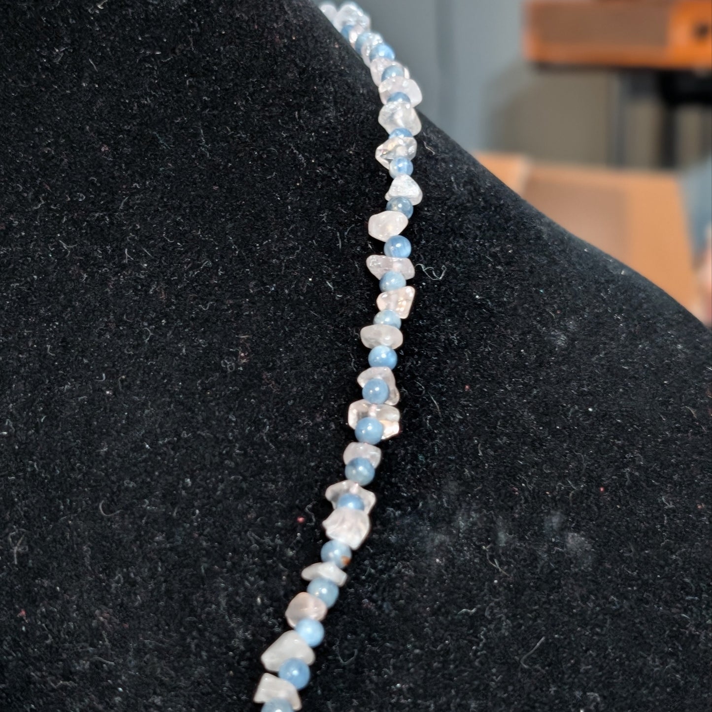 ✨Kraeon Rose✨| Rose Quartz & Kyanite Cameo Necklace with Silver Rose Accents