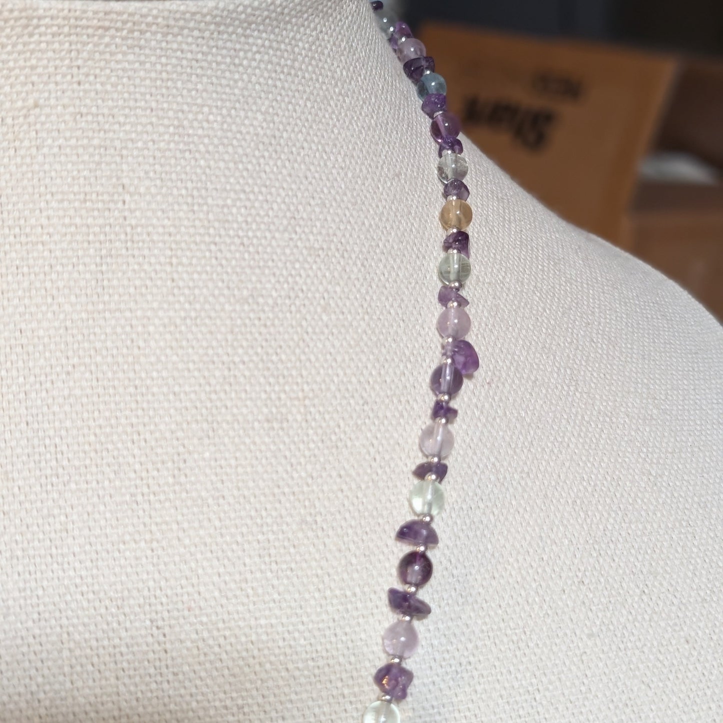 ✨Petalight✨| Fluorite & Amethyst Cameo Necklace with Floral Accents