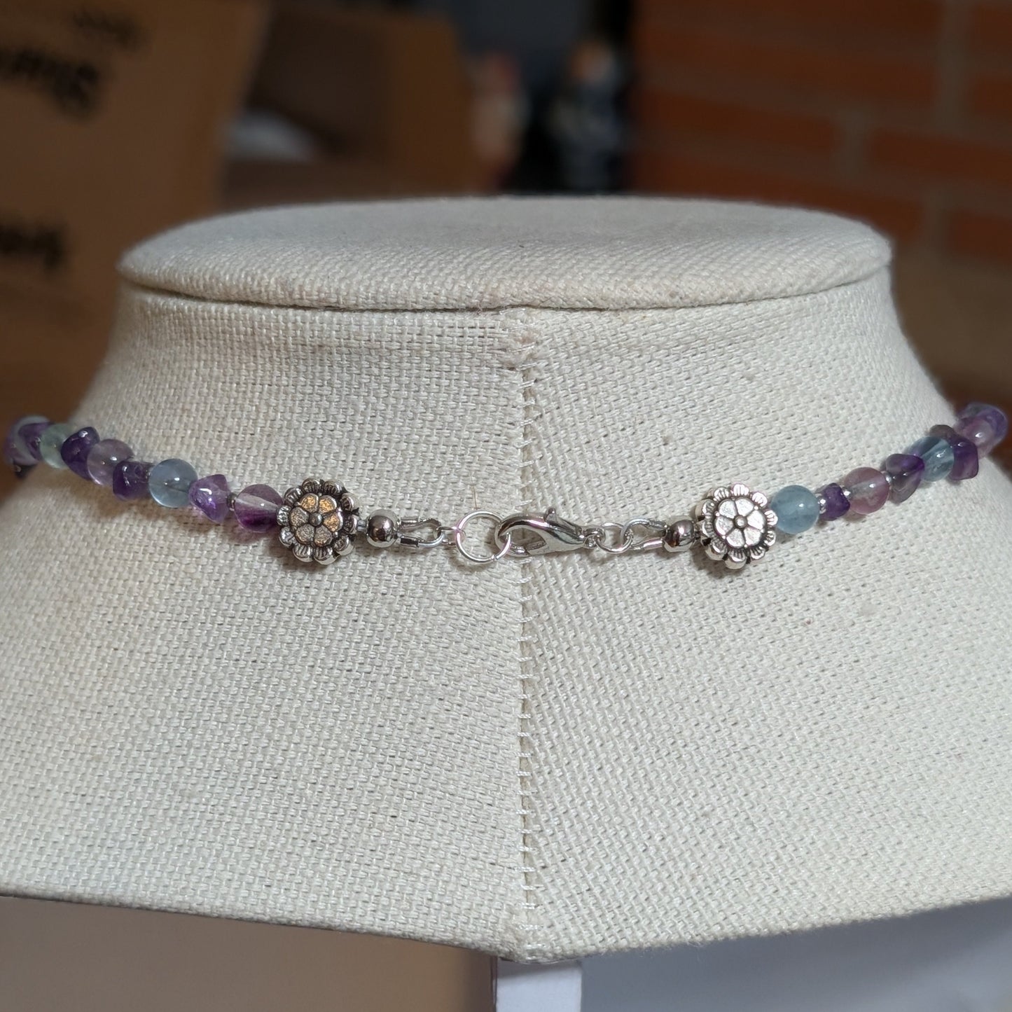 ✨Petalight✨| Fluorite & Amethyst Cameo Necklace with Floral Accents