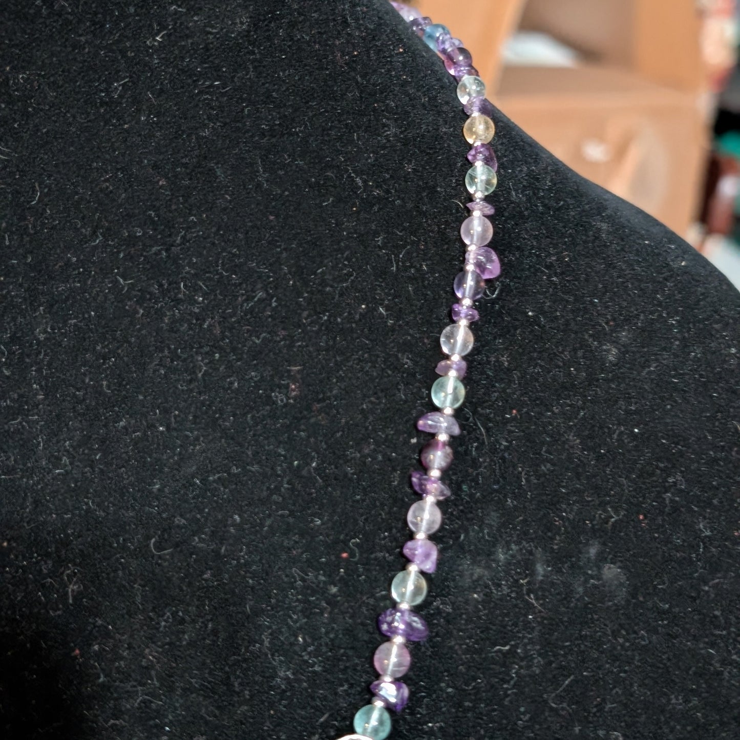 ✨Petalight✨| Fluorite & Amethyst Cameo Necklace with Floral Accents