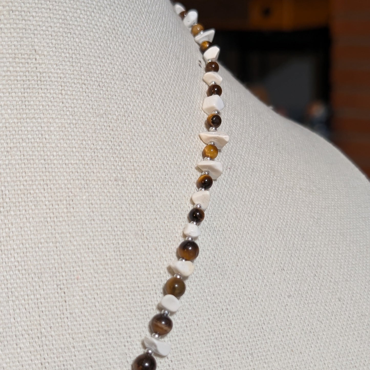 ✨Sepiastone✨| Tiger’s Eye & Howlite Cameo Pendant Necklace with Vintage Rose Accents