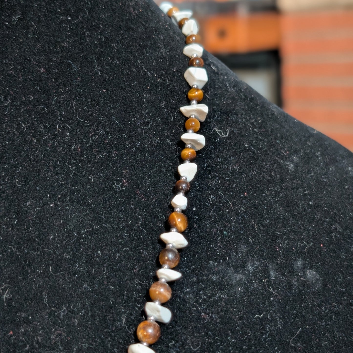 ✨Sepiastone✨| Tiger’s Eye & Howlite Cameo Pendant Necklace with Vintage Rose Accents