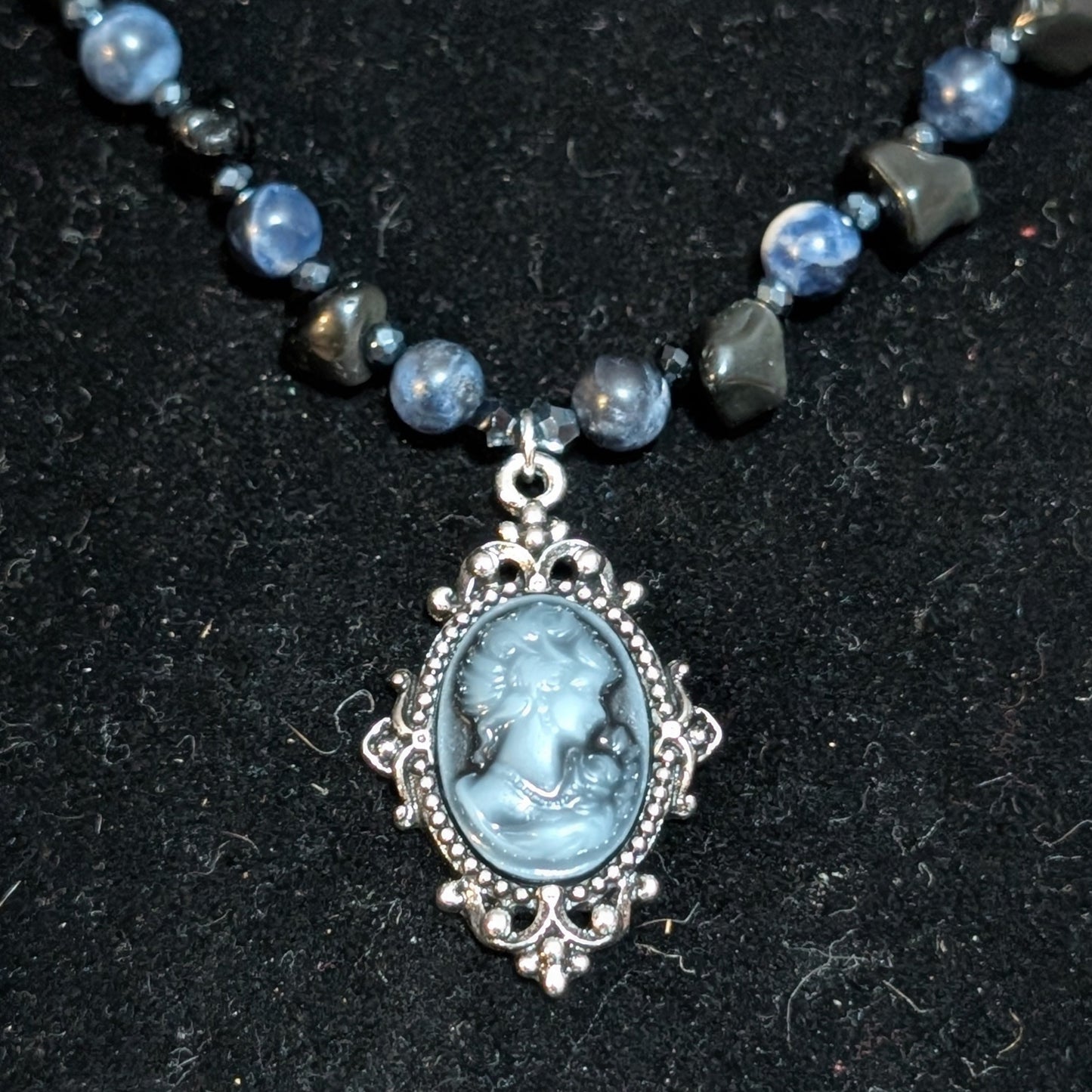 ✨Midnight Rendezvous✨| Sodalite & Obsidian Cameo Necklace