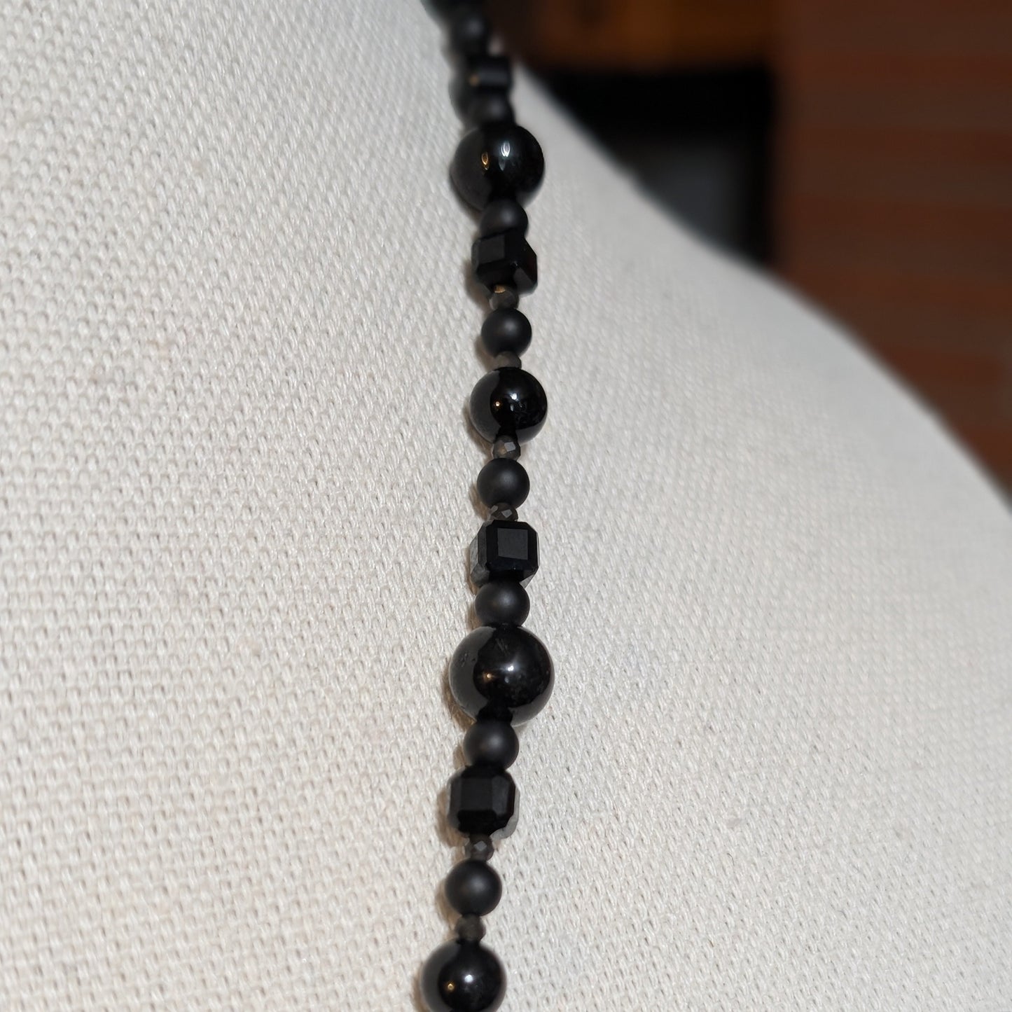 ✨Ebonevil✨| Onyx, Obsidian & Tourmaline Gemstone Black Strand Fairy Skull Cameo Necklace
