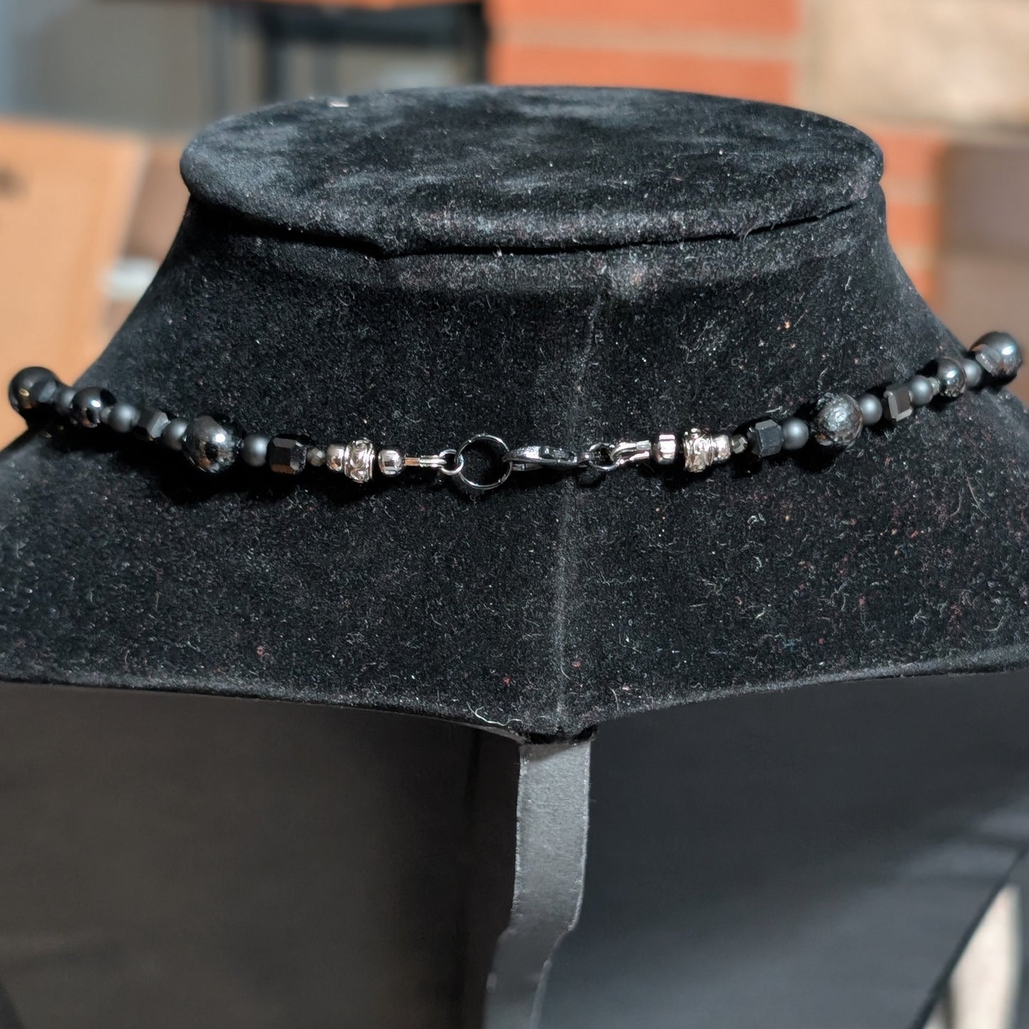 ✨Ebonevil✨| Onyx, Obsidian & Tourmaline Gemstone Black Strand Fairy Skull Cameo Necklace