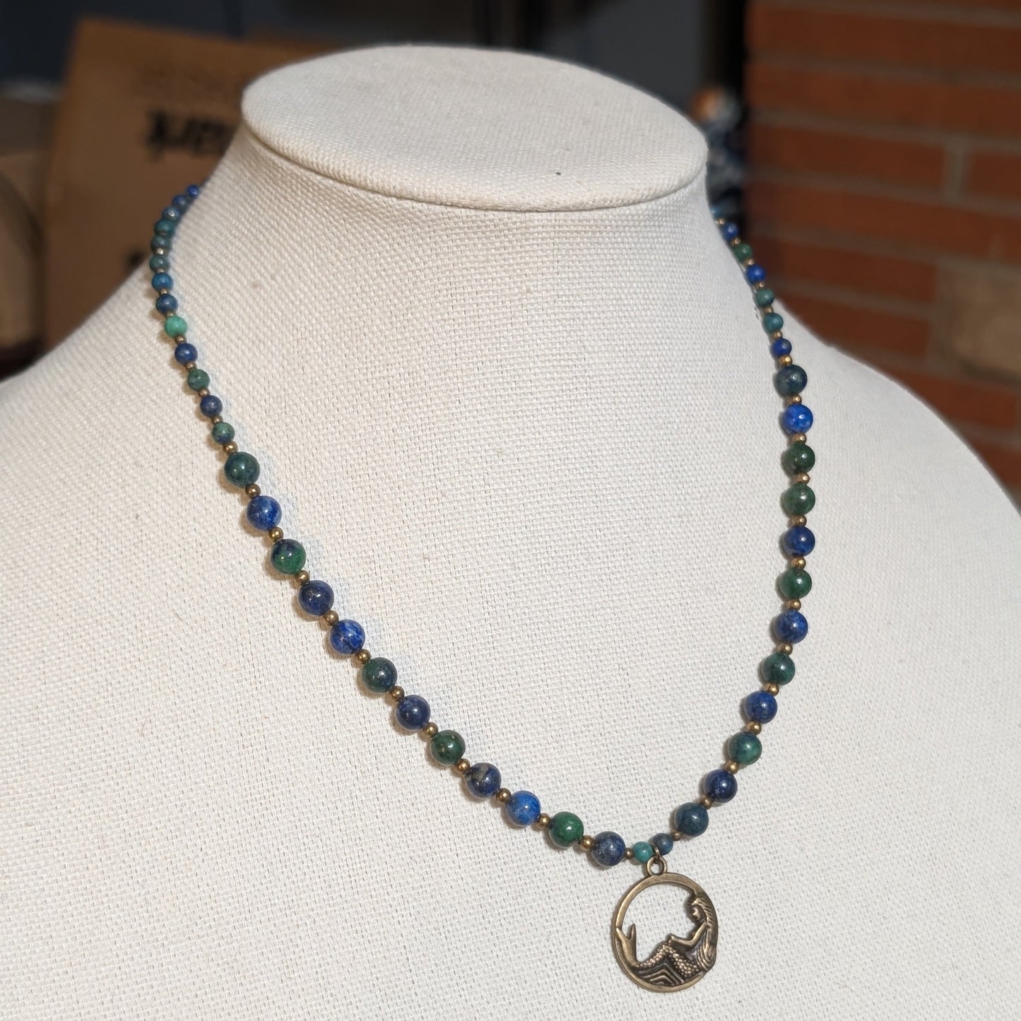 ✨Deeprest✨| Azurite Lapis Mermaid Necklace with Bronze Accents