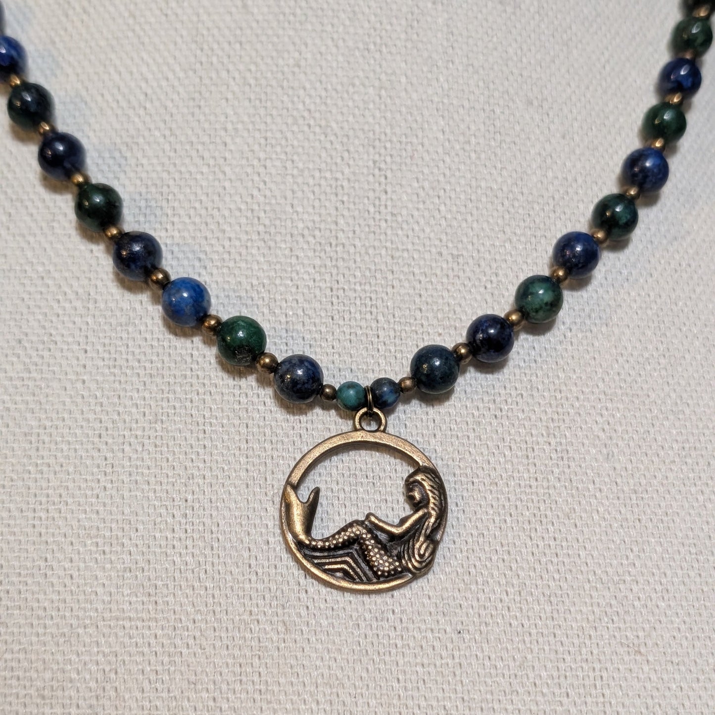 ✨Deeprest✨| Azurite Lapis Mermaid Necklace with Bronze Accents