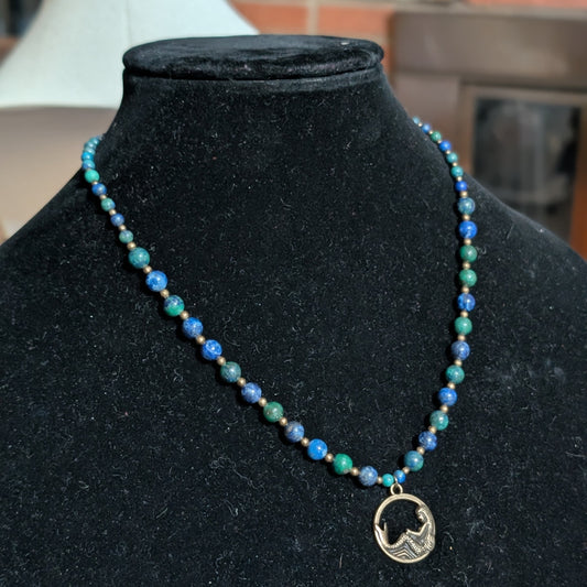 ✨Deeprest✨| Azurite Lapis Mermaid Necklace with Bronze Accents