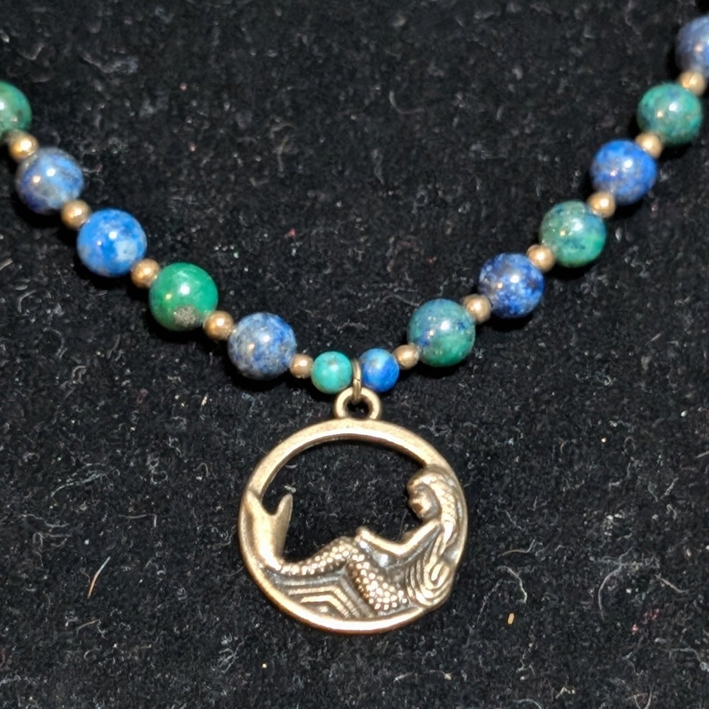 ✨Deeprest✨| Azurite Lapis Mermaid Necklace with Bronze Accents