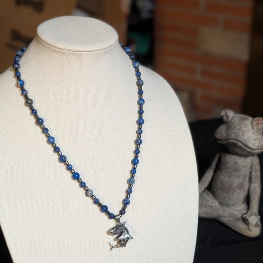 ✨Selachir✨| Lapis Lazuli & Hematite Shark Necklace