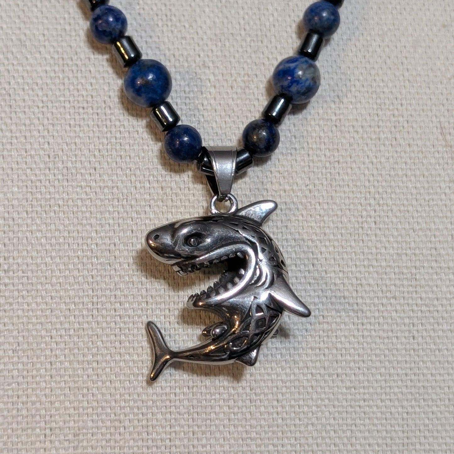 ✨Selachir✨| Lapis Lazuli & Hematite Shark Necklace