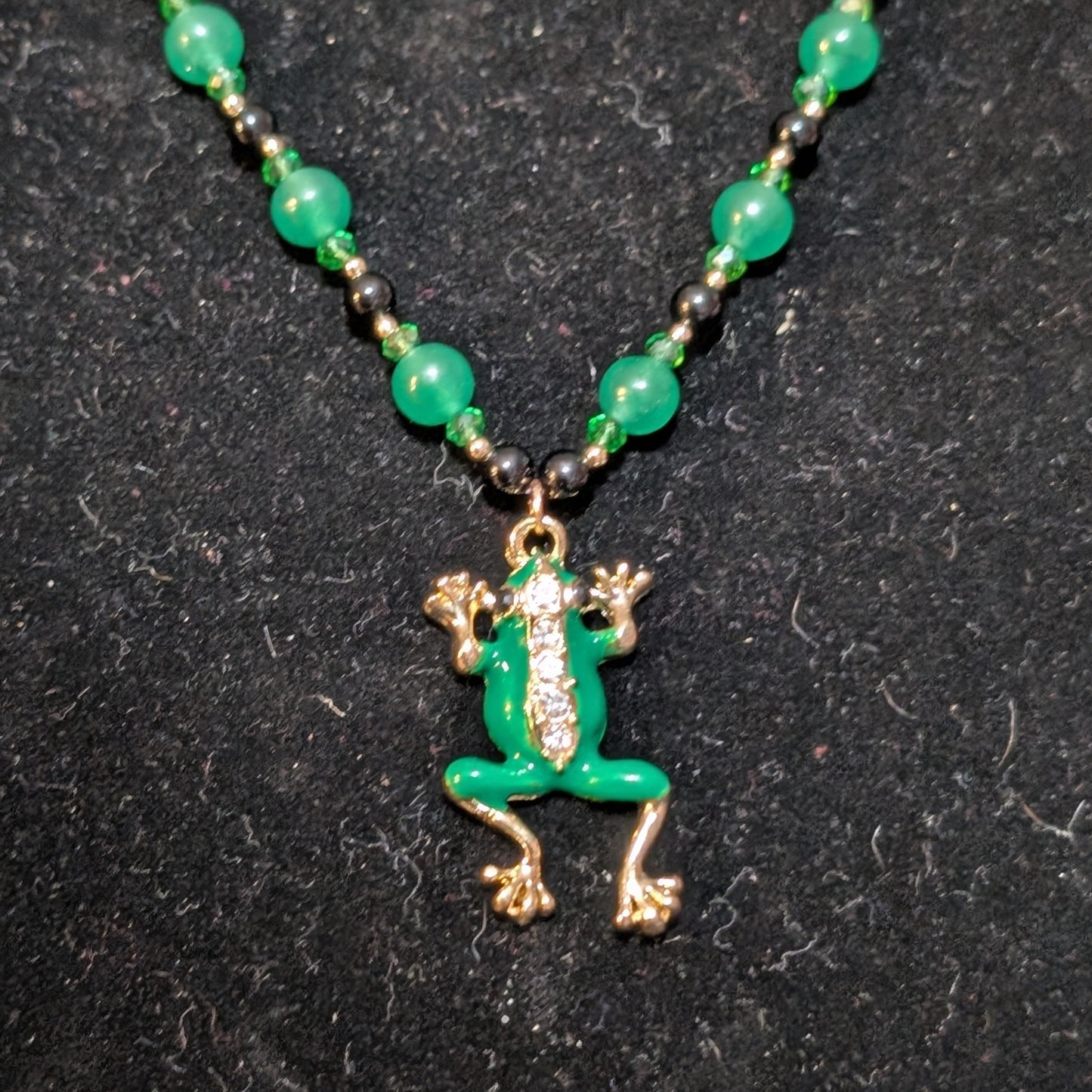 ✨Viscount Gildleap✨| Green Aventurine & Onyx Frog Necklace with Gold Accents