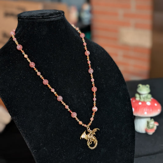 ✨Warmtheldra✨| Dragon Vein Agate, Carnelian & Citrine Dragon Necklace