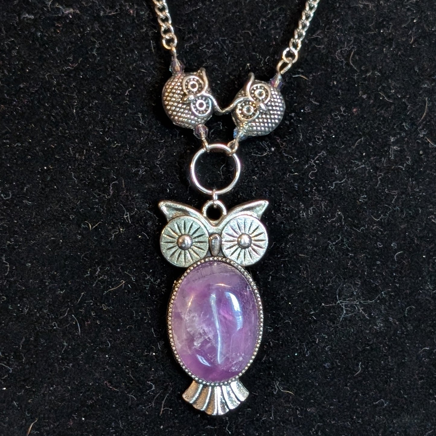 ✨Amethowl✨| Amethyst Owl Pendant Necklace with Owl Bead Accents