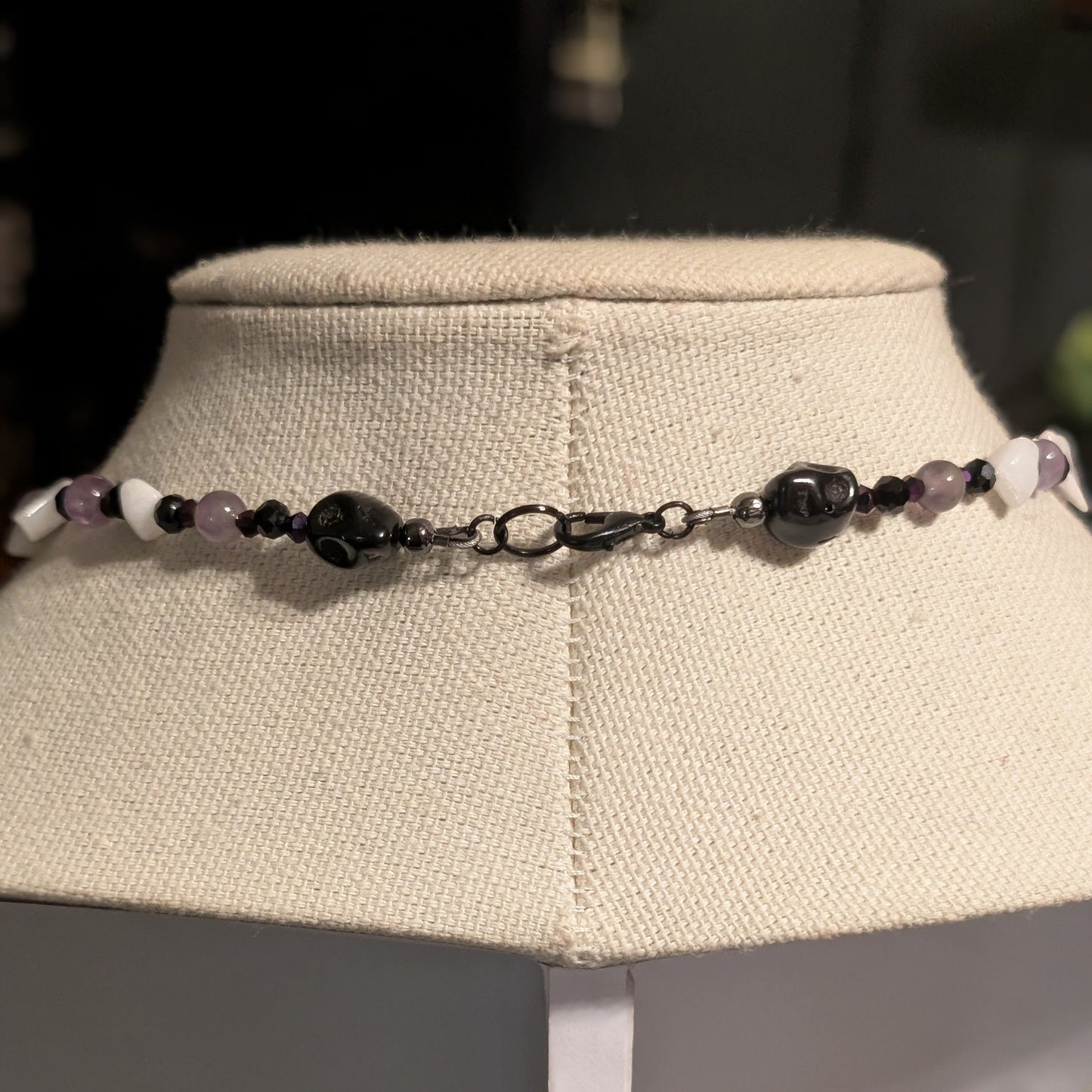 ✨Wraithora✨| Amethyst & Malaysia Quartz Skeleton Cameo Necklace