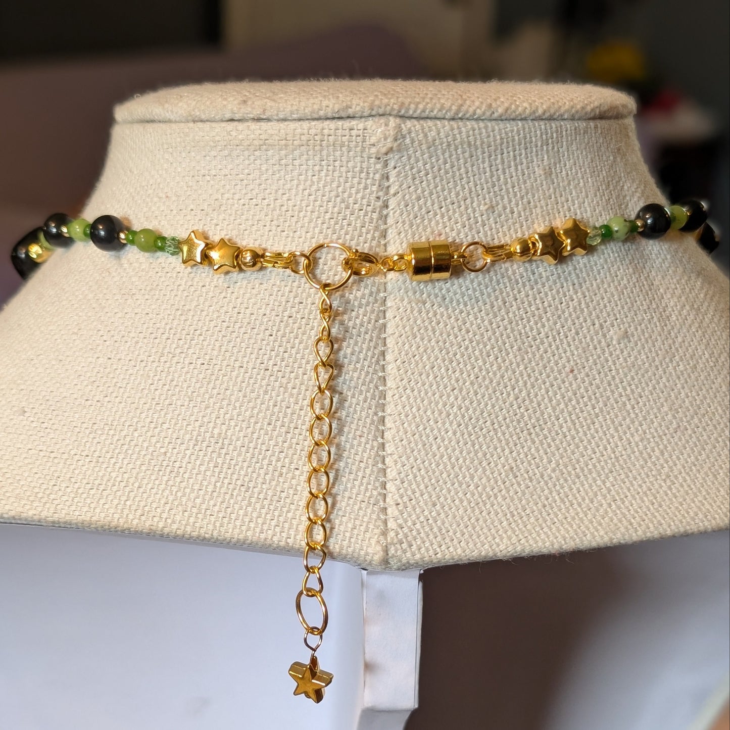 ✨Eidolaris✨| Green Jade & Obsidian Fairy Cameo Necklace