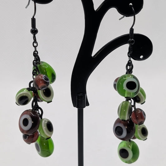 ✨Googlyvine✨| Green & Purple “Eye” Vine Cascade Earrings