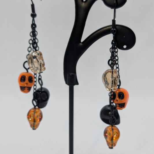 ✨Bonedancers✨| Dangling Orange Skull Earrings